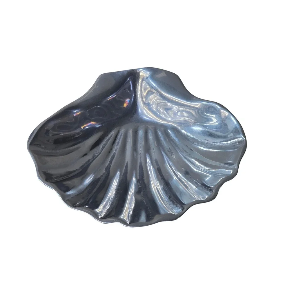Wilton Armetale Scallop Shell‎ Bowl Silver Metal Footed Serving Dish 8 Inch USA